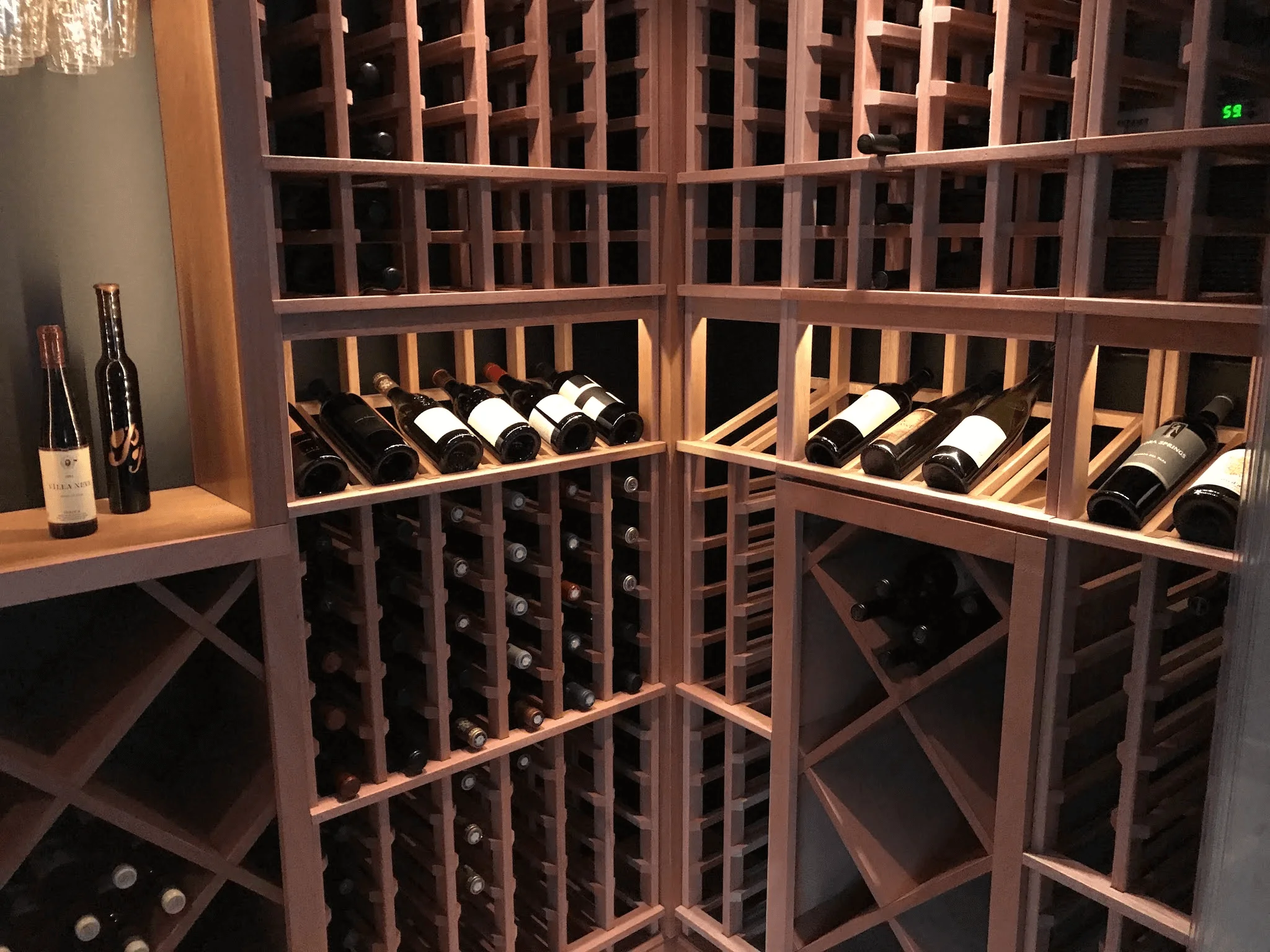 Wine bottles on shelves