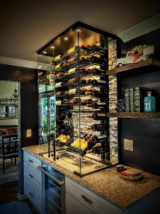 Baroque Design compact urban wine cellar integrated into kitchen space