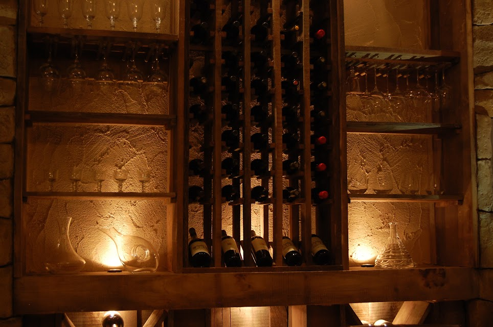 Mood lighting near wine racks