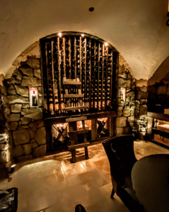A dark and beautiful wine cellar