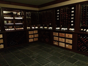 A wine cellar with racks