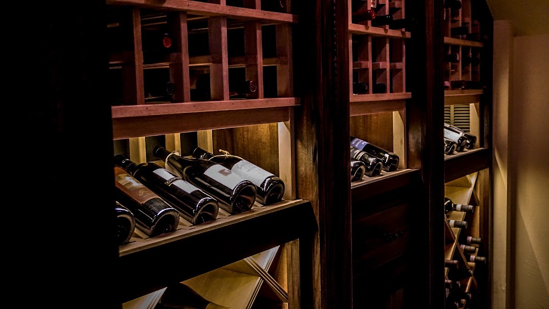 Racks with wine bottle displays