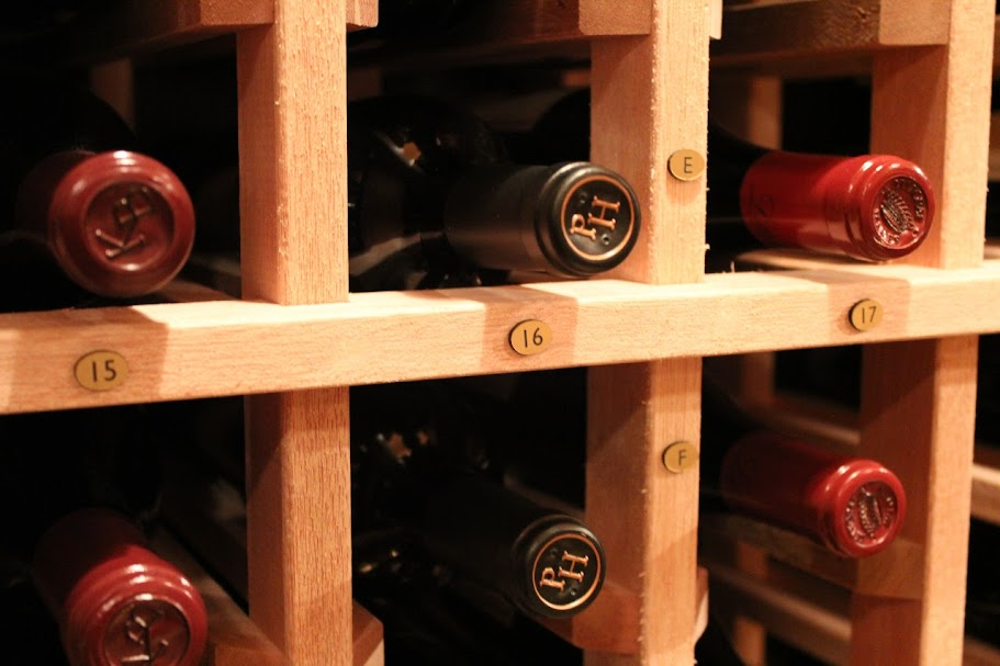 Wine bottles in racks